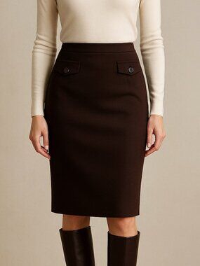 LOFT Ann Taylor Size 10 Brown Textured Pencil Skirt Lined Pockets Workwear